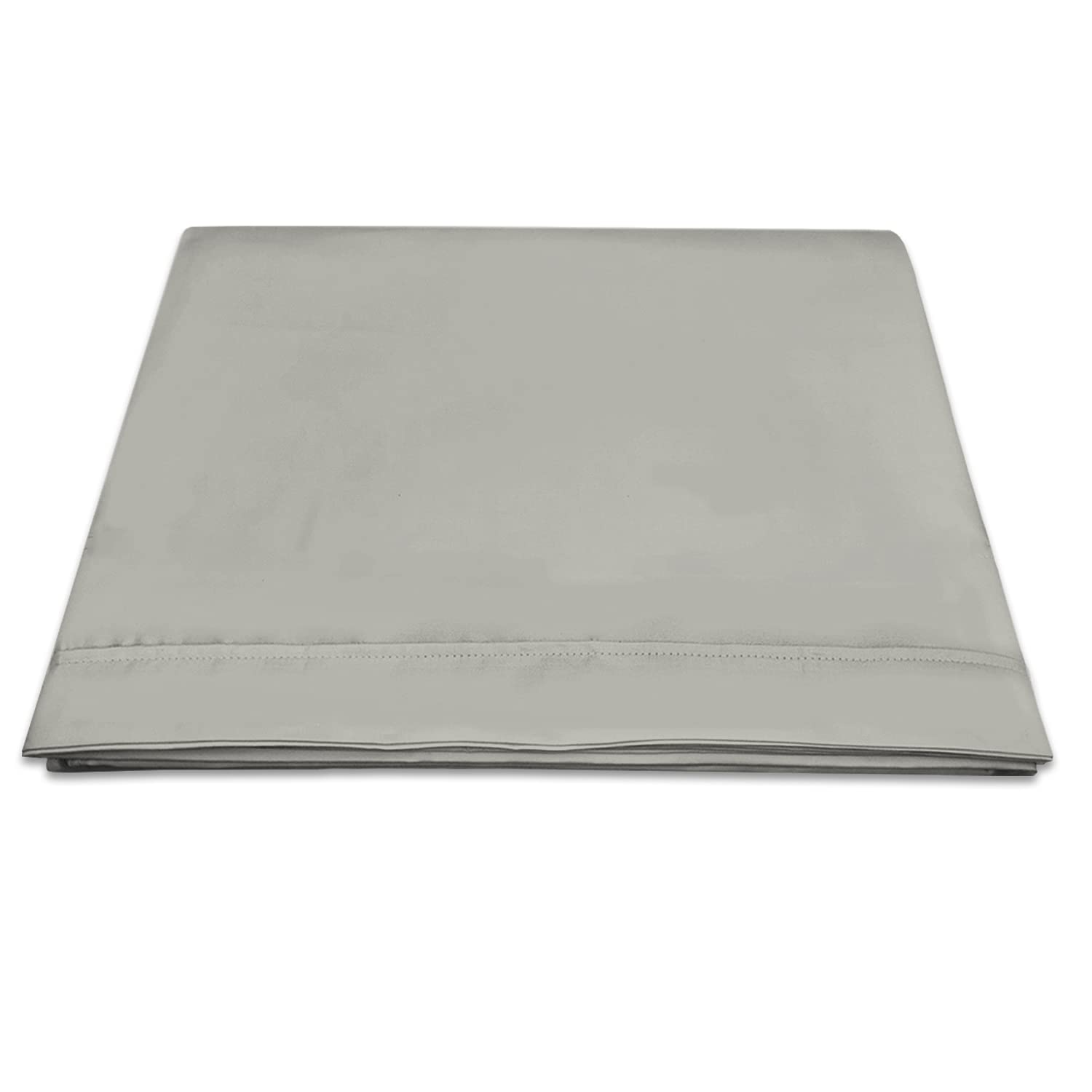 Pizuna 100% Cotton Flat Sheets Double Silver, 400 Thread Count Long Staple Cotton Bed Sheets Double 230x280 cm, Soft Sateen Weave Top Sheet Double (Cotton Double Flat Sheet Silver)