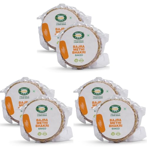 Image of Millet Amma Baked Bajra Methi Bhakhri - 360 Gms | (Pack of 6 - Each 180 Gms) | Ready to Eat | Best Choice for Snack Time, Parties & Events | Healthy Traditional Gujarati Snacks