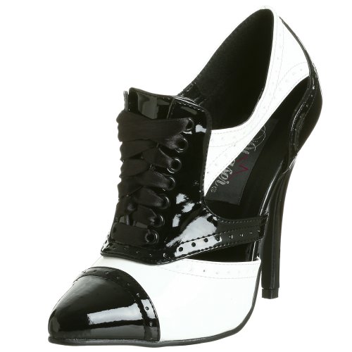 Pleaser Women's Seduce-458,Black/White Patent,7 M