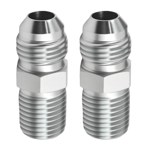 Image of MDEOOSKY 2Pcs Hydraulic Fitting, 3 /8 inch Male 37 Flare JIC x 1 /4 inch Male Hose Adapter Fitting, Straight Tube Connectors for Air Hydraulic Fluids