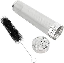 Beer Brewing Dry Hopper Filter 2.8 X 11.8 inch Stainless Steel Beer Brewing Hop Strainer 300 Micron Beer Filter Cartridge with Cleaning Brush for Home Beer Brewing Keg Home Coffee