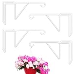 4 Pack Hanging Basket Brackets, 25cm Heavy Duty White Bird Feeder Brackets for Outdoor, Over The Fence Hooks, Patio Hooks for Hanging Plants, Flower Baskets, Bird feeders, Lights, Pool Equipment