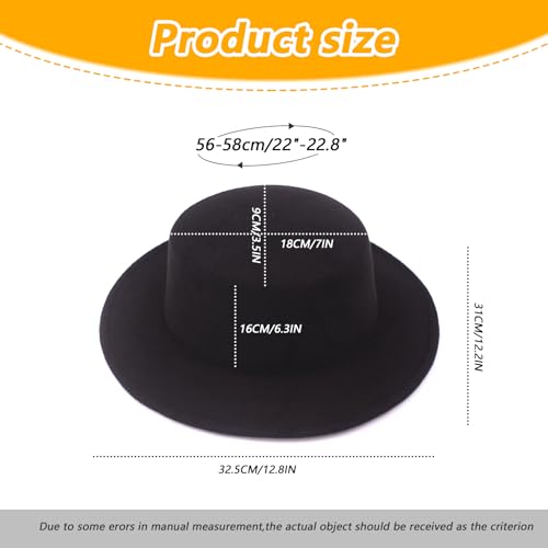 Fedora-Hut für Erwachsene, Unisex, modisch, klassisch, große breite Krempe, Flache Kirche, Derby-Kappe, Kopfbedeckung für Hochzeit, Party, Talent, Show, Performance, 1 Stück