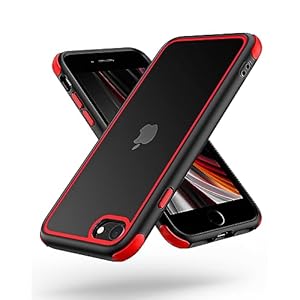 Mobnano Ultra Hybrid iPhone SE Hoesje Transparente beschermend Hoesje Bumper schokbestendig robuust hybride stijlvol Siliconen slank slim duidelijk hard Case – Zwart/Rood