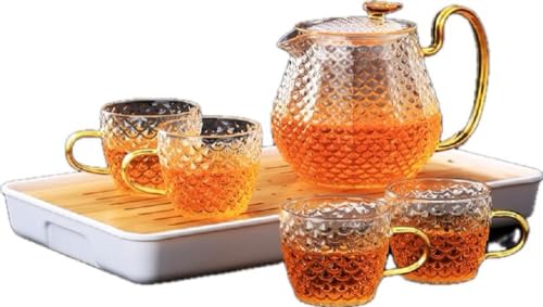 Glass Teapot Microwave Safe Stovetop 600ml (20oz) Removable Infuser and Lid with a Set of 4 Glass, Stovetop Safe Tea Kettle for Tea Brewer to Elevate Tea Serving Experience Stylepot Easter Gifts