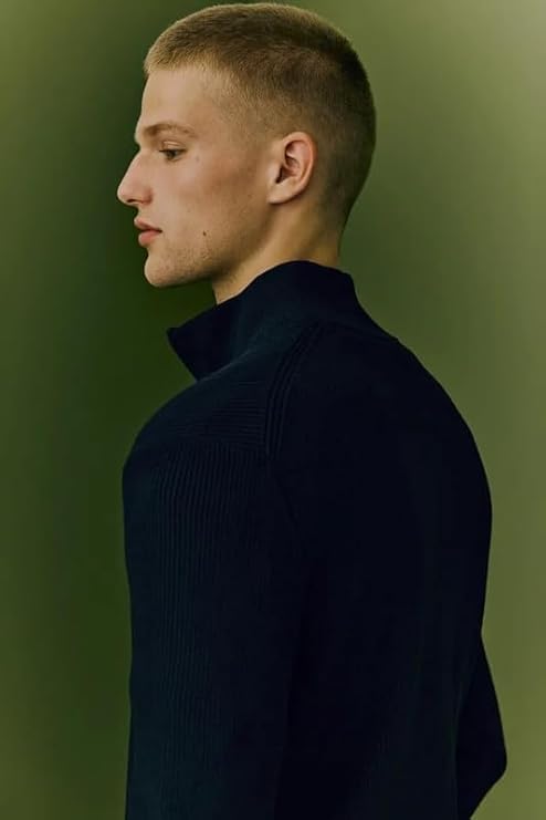 Image of Solid Half Zipper Long Sleeve Winter Wear Pull On Sweatshirt for Mens