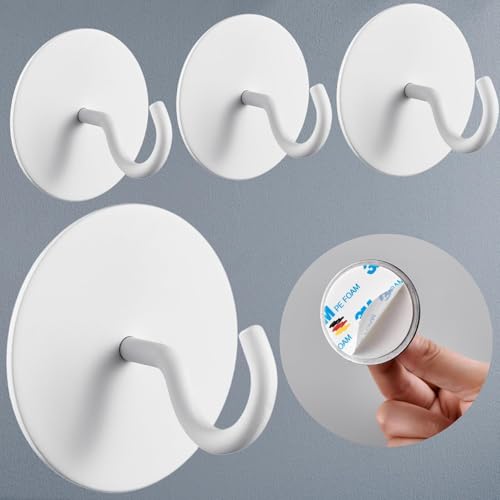 DEKAZIA 4er-Set selbstklebende Deckenhaken Weiß Extra Starke Rundhaken für Decke & Wand Vielseitige Klebehaken Garderobenhaken Kleiderhaken & Wandhaken zum Kleben ohne Bohren Vintage
