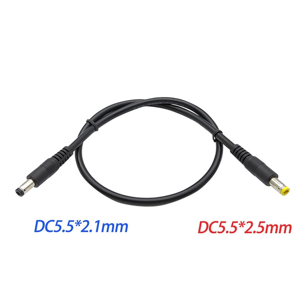 Power Extension Cable 5.5MMx2.5MM Male to 5.5mmx2.1mm Male Power Cable for CCTV Security Cameras
