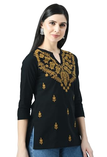 Image of QAZMI Women's Cotton Straight Embroidered Kurti