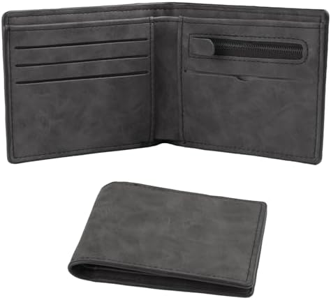 Mens Slim Wallet,Bi-Fold Card Wallet with 6 Card Slots,Coin Pocke...