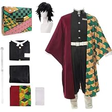 Anime Cosplay Costume Outfit Set with Wig Earrings Uniform for Halloween Blackr, Large