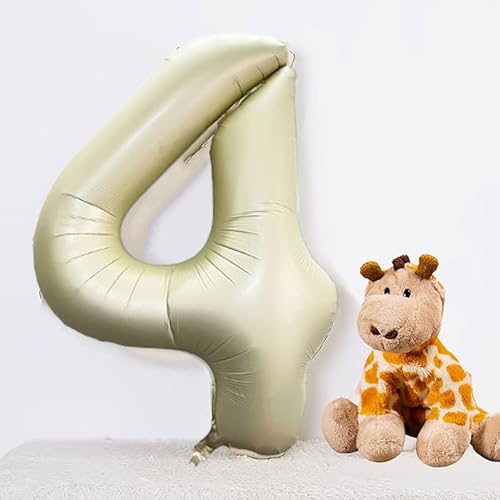 Image of Solid White 4 / four Number Foil Balloons 32 inch Birthday Party Decoration Helium Supported