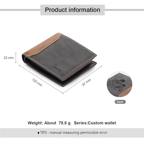 Custom Wallets with Photo for Men Personalized PU Leather Wallet Engraved Picture Name Alphabet for Dad Grandpa Husband Personalized Gifts for Fathers Day Christmas (Style 1)2