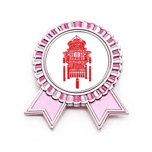 Broche chinoise rouge en métal précieux rose M au design traditionnel