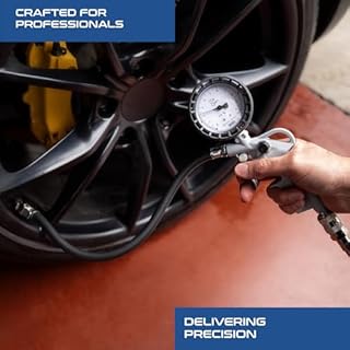 GAV Pistola Gonfiaggio Pneumatici Professionale Made in Italy con Manometro Pressione WIKA da 63mm per Pressione Gomme di Auto Moto Camion e Biciclette - Scala in BAR - 60DT (Tarata)