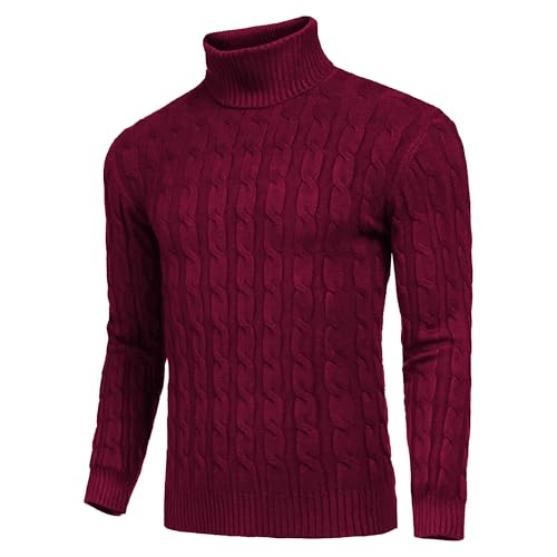 Pull à col roulé pour homme coupe ajustée thermique gris 3XL