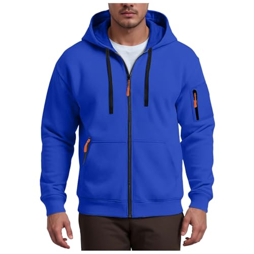 Mens Zip Up Hooded Sweatshirt Casual Knit Hoodies Fashion Drawstring Sweatshirts with Pockets Loose Comfortable