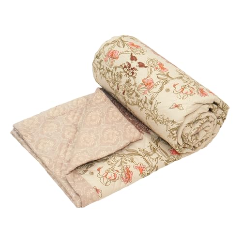 Image of Akshya Cotton Summer Blanket King Size Double Bed Reversible AC Comforter Lightweight Breathable Cotton Dohar Summer Quilt for Bedroom Comfort