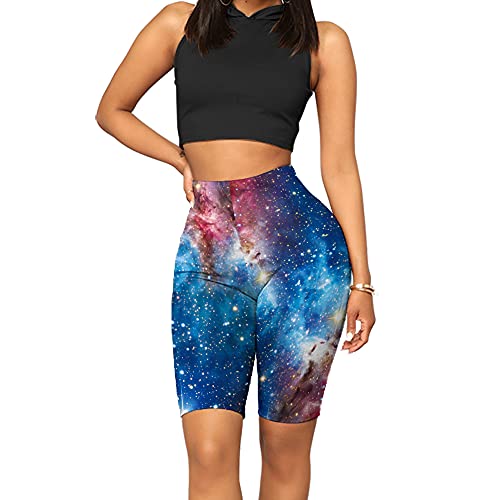 Color Cosplayer Biker Shorts Women High Waist Print 8 Inch Yoga Workout Athletic Running Compression Exercise Gym Shorts thumb #3