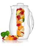 Perlli Tea and Fruit Infusion Pitcher With Ice Core Rod - 2.9 Quart Water Pitcher Infuser