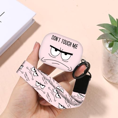 Image of Compatible with Airpods Pro 3 Case(2025),Don't Touch Me for Airpods Pro 3rd Generation Cases Cover with Lanyard Soft Silicone Cute Shockproof Cover for Women Men,Black