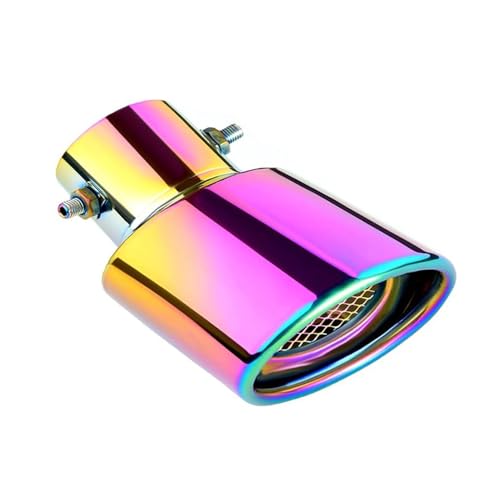 tpnidaii 車外用品 下向き式 マフラー カッター 排気管 エキゾーストチップ マフラー パイプ テールパイプ径38-53mm適応 口径2.5インチ 大口径 斜めカット 外装 パーツ ドレスアップ カスタム ステンレス製 メッシュ付き (カラフル色)