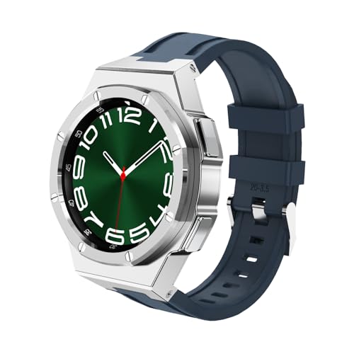 dayeer Samsung Galaxy Watch 6 Classic 43mm 47mm �X�e�����X�X�`�[���x�[���V���R���X�g���b�v�u���X���b�g�Z�b�g�p�������^���E�H�b�`�o���h�P�[�X�����L�b�g(Silicone-S-Navy,43mm)