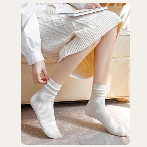 Image of UTTPLL Womens Cotton Crew Socks Ruffle Turn-Cuff Fashion Princess Lettuce Ankle Socks Athletic Thin Gift Dress Socks