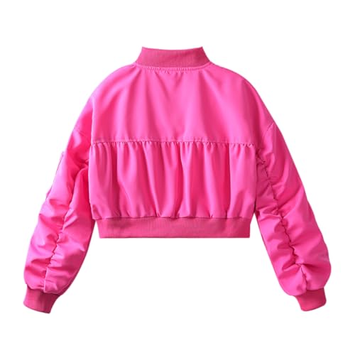 Image of WELAKEN Lightweight Multiple Pockets Zip Up Bomber Jacket for Girls Toddler & Kids II Little Girl's Casual Flight Crop Jacket