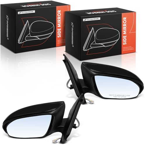 A-Premium Pair (2) Driver and Passenger Side Power Door Mirror - Compatible with Toyota Yaris 2012 2013 2014 - Non-Heated Manual Folding Black Outside Rear View Mirror