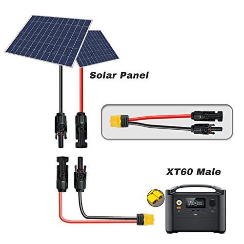 Solarladekabel Solarkabel 0.6M/3M, Solarstecker auf XT60 Stecker Solarpanel Adapter Kabel, für EF DELTA 2 und River Pro MAX Powerstation 757 Powerhouse Solar Generator (3M)