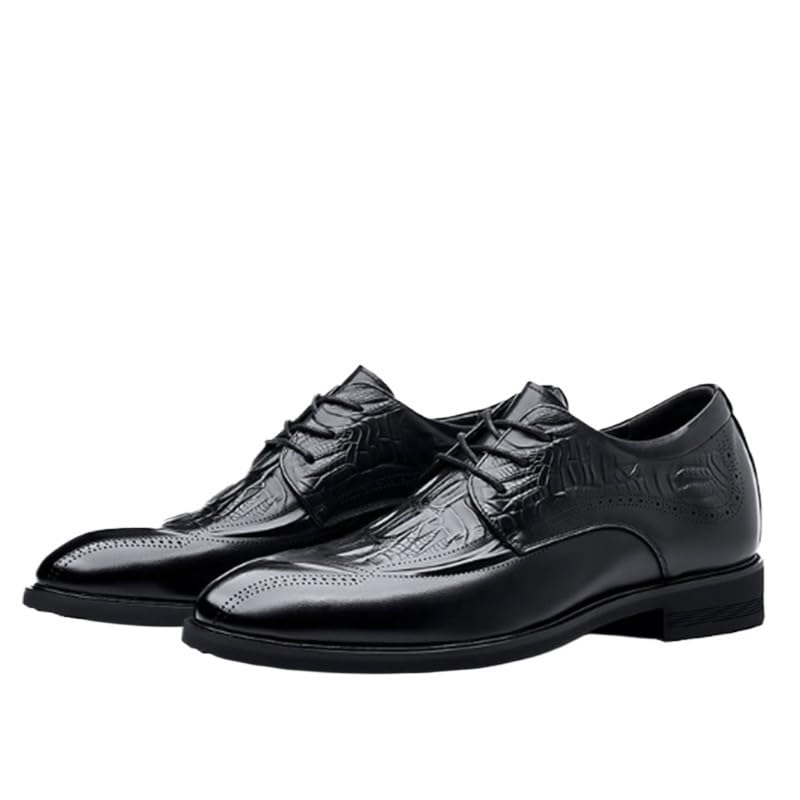 Men's Leather Shoes Dress Business Shoes Wedding Shoes Lace-up Pointed Toe Black Rubber Sole Non-slip Oxford Dress Shoes(8)