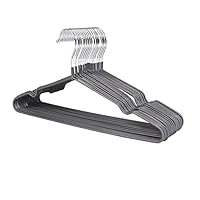 1Above 25x Premium Rubber Coated Metal Hangers - Heavy Duty - Space Saving Organiser Clothes Hangers for Wardrobes Coat Rack Rails Thin and Non-Slip Chrome (GREY)