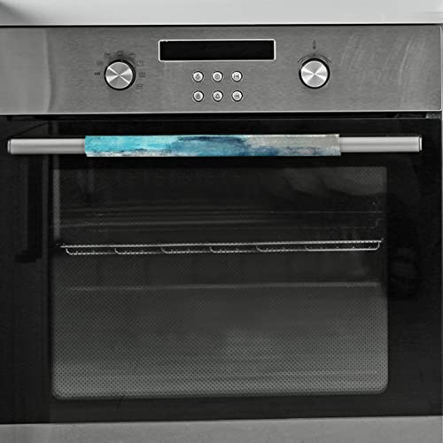 Image of Pardick Refrigerator Door Handle Covers Set of 2 Turquoise and Grey Abstract Art Washable Dishwasher Mocrowave Fridge Oven Door Decor Handle Cover Keep Your Kitchen Appliance Clean from Food Stains