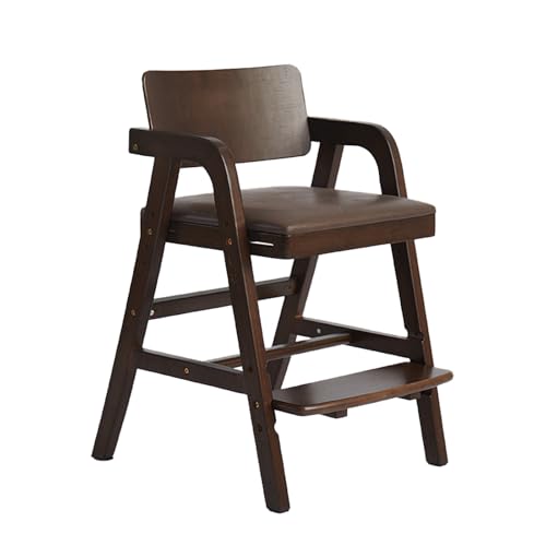 Image of ALeesing Solid Wood High Chair for Toddlers to Teens, Adjustable Height Toddler Dining Chair, Easy to Clean Toddler Highchair with PU Cushion for Dining, Studying, Step Stool, Walnut