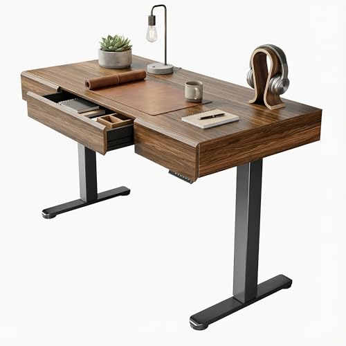 Image of ErGear Standing Desk with 3 Drawers, 48 Inch Electric Adjustable Height Desk with Storage, Whole-Piece Board Stand Up Desk for Home Office