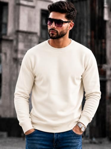 Image of Mack Jonney Men's Solid Winter Sweatshirt|Soft Fleece Fabric Full Sleeve Round Neck Sweatshirt|Stylish Casual Wear for Men-mj-281