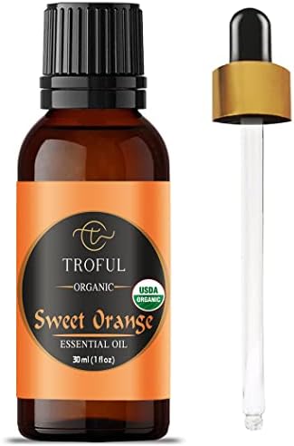 Troful Organic Sweet Orange Essential Oil, 30 ML - 100% Pure Natural USDA Organic Essential Oil for Aromatherapy, Diffusers, DIY, Skin, Body Care
