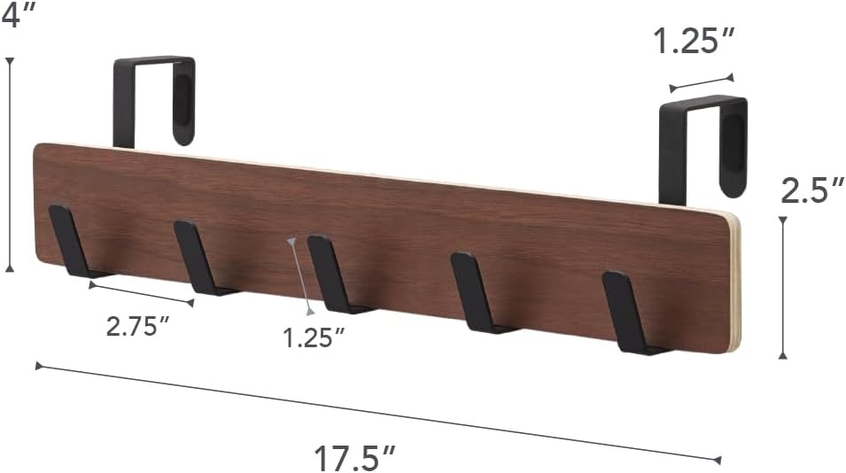 YAMAZAKI Home Ply Ply Over The Door Hooks - Hanging Coat Rack - Wood
