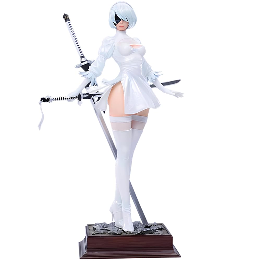 2B Figure 2B Statue - 28cm 2Byorha Figure Model Heads and Accessories Replaceable, 1/6 Scale Desktop Decoration Collectible Figurine Gifts for Fans