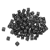 LRXIYODE 100 Stück Mini Würfel Schwarz Miniatur Würfel für Brettspiele Lernspiele Partyaktivitäten Kompakt Tragbar Stilvolles Design für Interaktive Spiele und Matheunterricht
