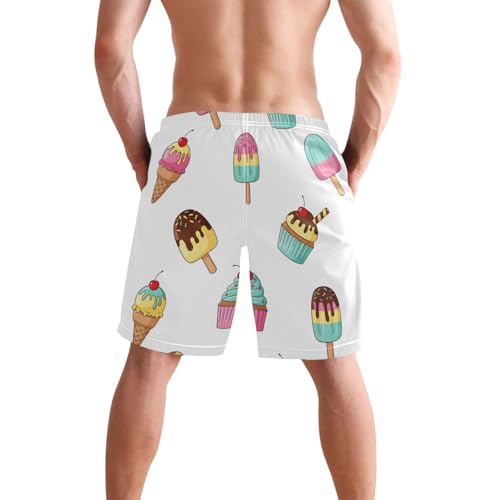 Men's Swim Trunks Quick Dry Swimming Shorts with Pocket Ice Cream and Desserts Pattern Swimsuit Trunks2