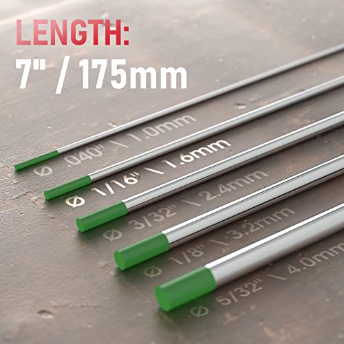 Image of YESWELDER TIG Welding Tungsten Electrode Pure Tungsten | 10-pk 1 /16 inch x 7 inch Green EWP