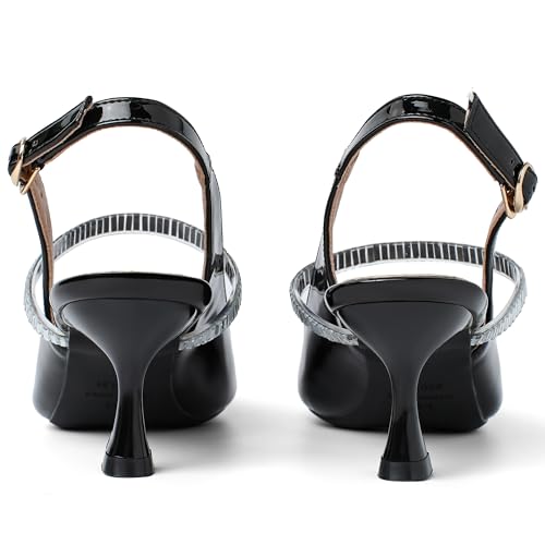 Women's Slingback Kitten Heel Pointed Toe Dress Pumps Shoes Pointed Closed Toe Ankle Strap Elegant Wedding Pumps Formal Comfortable Shoes4