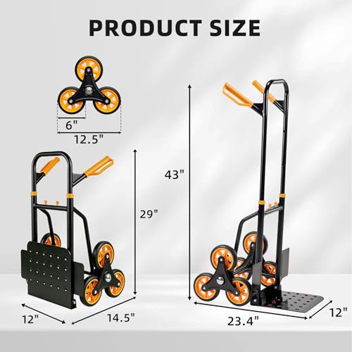 Carro para escaleras resistente con ruedas y asa telescópica miniatura 2