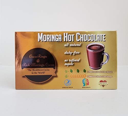 CocoRinga Moringa Hot Chocolate Cocoa Non Dairy Vegan Healthiest Cocoa (1 box 10 pack)