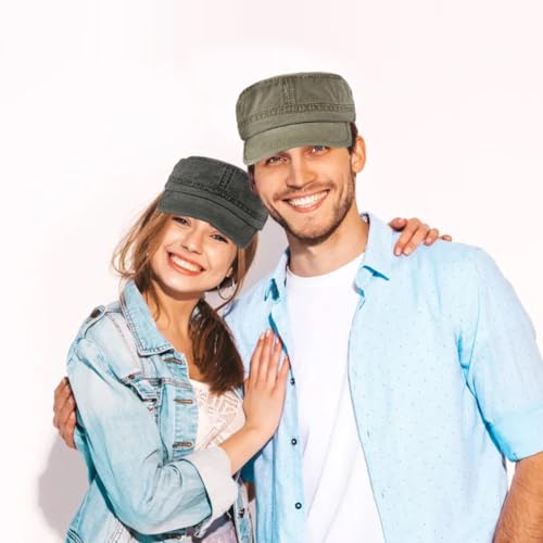 4 Gorras Cadetes Estilo Militar Ajustables Algodón Liso miniatura 6