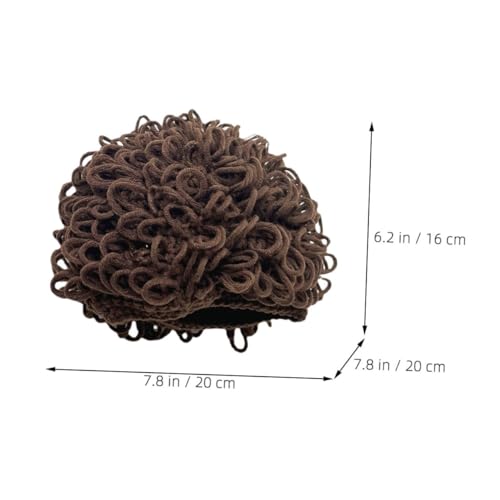 GALPADA Cute Wig Hat for Boys and Hand Knitted Winter Cap Stylish Outdoor Accessory Comfortable and Warm for Ages for Parties and Everyday Wear Brown2