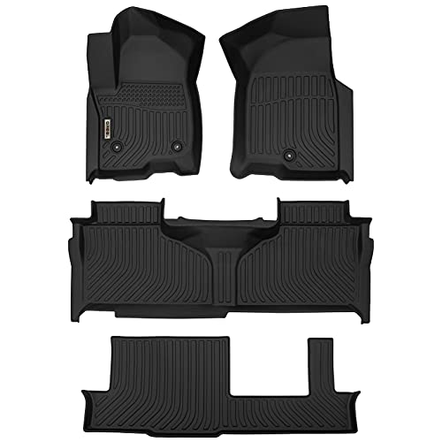 orealtrend Black Floor Mats Liners Replacement for 2021 2022 Chevrolet Chevy Tahoe (Bench Seating) & GMC Yukon (NOT for Yukon XL) 8 Seats All Weather Front Rear Car Carpet Custom Fit Waterproof