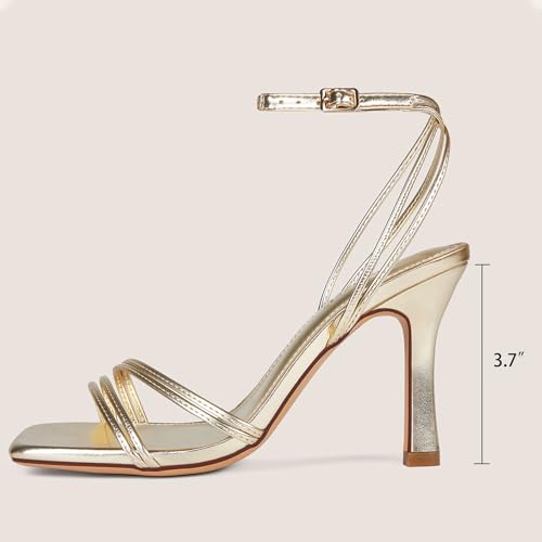 Image of Platform Heels for Women Strappy Chunky Heels Thick High Heel | Lace Up High Heel Sandals Square Open-Toe Tall Wide Block Sandal Wedding Party Evening Prom Dance Dress Shoes